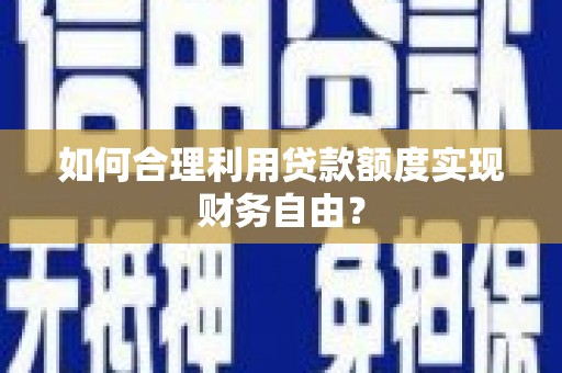 修文如何合理利用贷款额度实现财务自由？