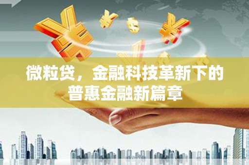 修文微粒贷，金融科技革新下的普惠金融新篇章