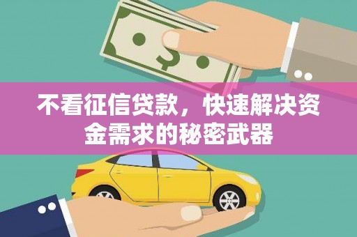修文不看征信贷款，快速解决资金需求的秘密武器