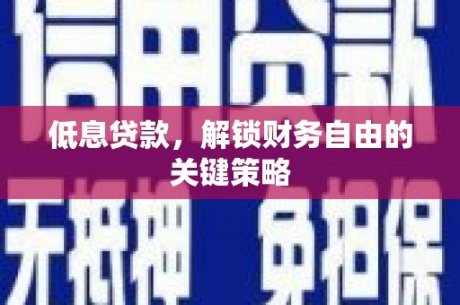 修文低息贷款，解锁财务自由的关键策略