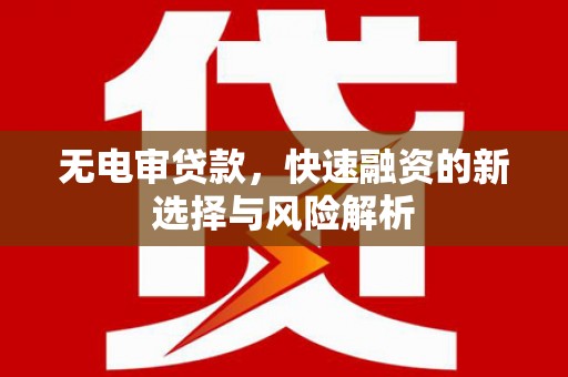 修文无电审贷款，快速融资的新选择与风险解析