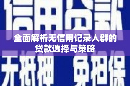 修文全面解析无信用记录人群的贷款选择与策略